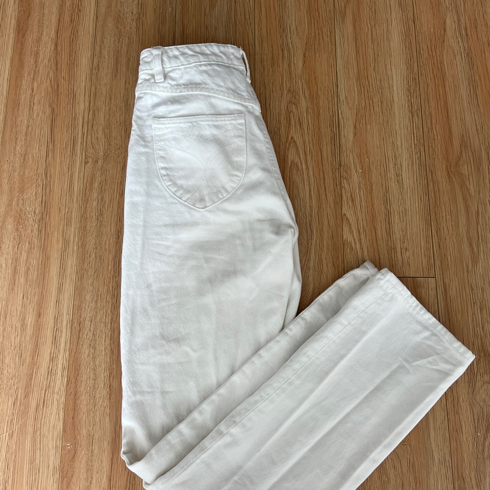 White straight leg jeans